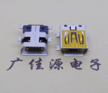宁波迷你USB插座,MiNiUSB母座,10P/全贴片带固定柱母头