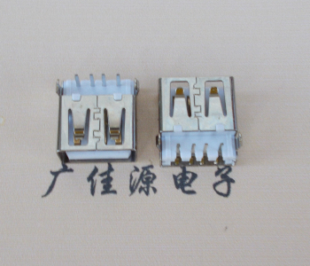 宁波USB母座接口 AF90度沉板1.9引脚4P插件白胶芯直边