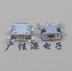 宁波MICRO USB5pin接口 四脚贴片沉板母座 翻边白胶芯