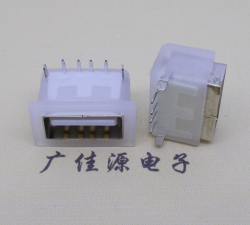 宁波卧式后两脚DIP插板USB AF 2.0防水母座,反向插A公头连接器