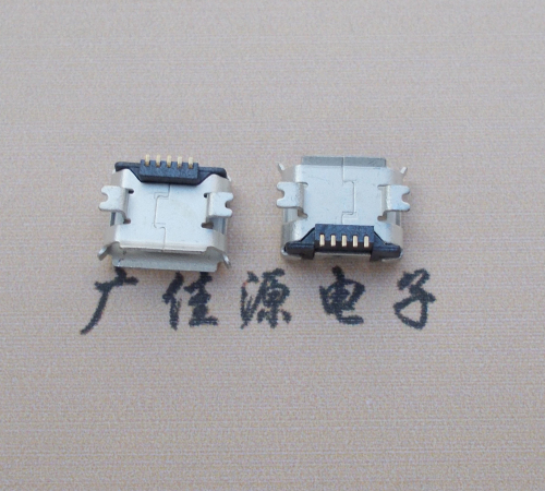 宁波Micro USB 5PIN接口,B型垫高0.9mm鱼叉脚贴片雾锡卷边