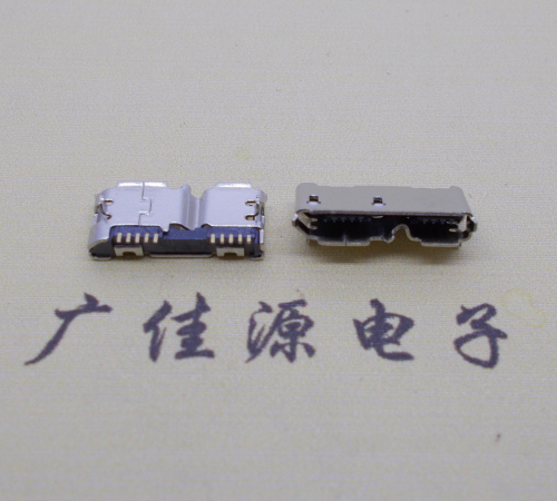 宁波micro usb 3.0母座双接口10pin卷边两个固定脚 